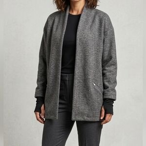 [MPG]Granville Cocoon Jacket Cotton Blend Open Front Cardigan "Grey Marl" Medium
